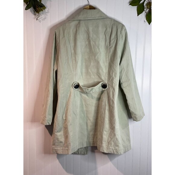 J. Jill Womens Light Green Corduroy Blend Coat Large With Button Details - Picture 2 of 16